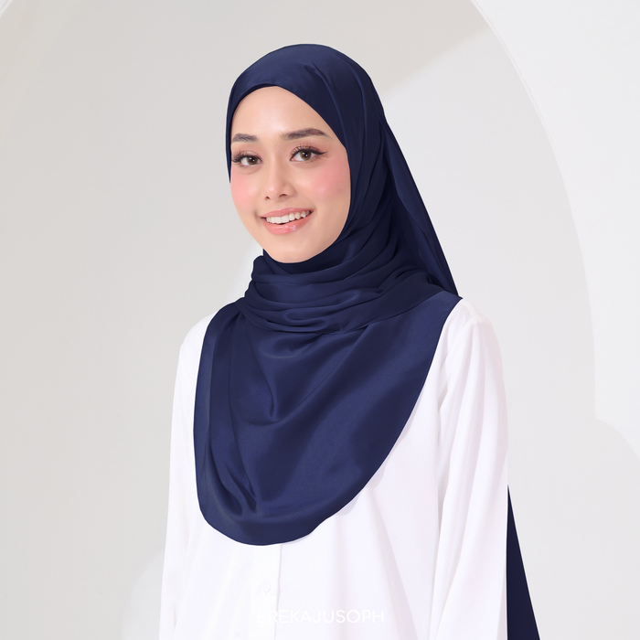 MARSHA SATIN SHAWL -  NAVY CLUB
